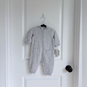 🩶Little Me Quilted Hooded Romper Grey NWT